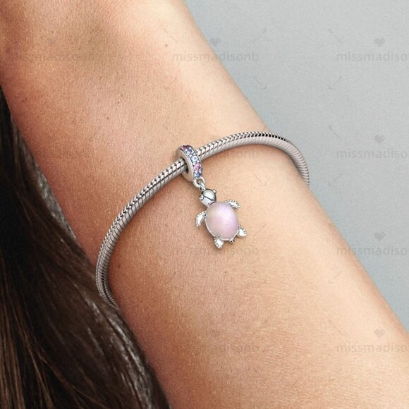 Pandora Murano Glass Pink Sea Turtle Dangle Charm - Picture 5 of 6